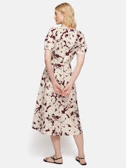 Jigsaw Cream Silhouette Peony Smocked Dress With Linen - Image 5 of 7