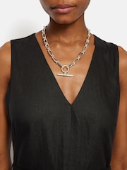 Jigsaw Black Linen Button Detail Dress - Image 1 of 5