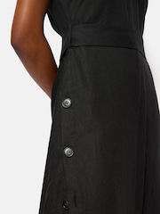 Jigsaw Black Linen Button Detail Dress - Image 2 of 5