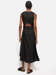 Jigsaw Black Linen Button Detail Dress - Image 3 of 5