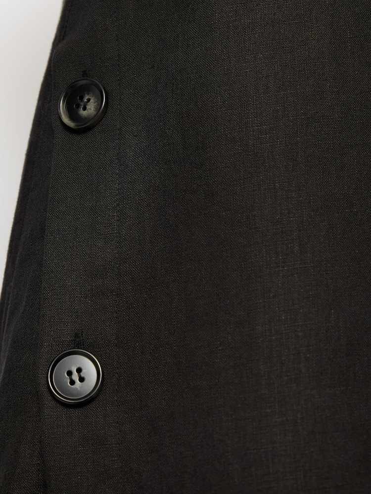 Jigsaw Black Linen Button Detail Dress - Image 5 of 5