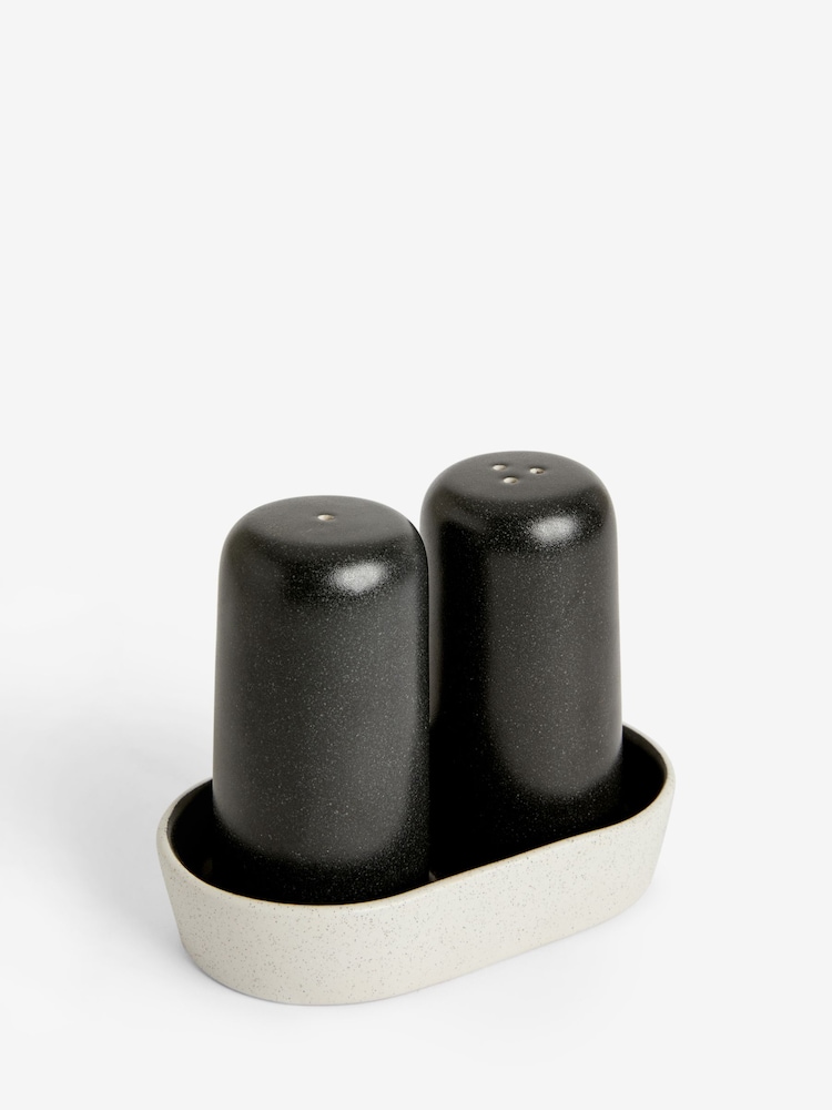 Black/White Otis Salt and Pepper Shakers with Tray - Image 4 of 5