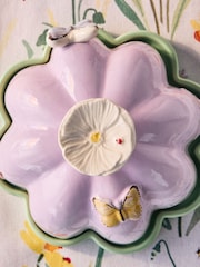 Purple Floral Wildlife Butter Dish - Image 3 of 6