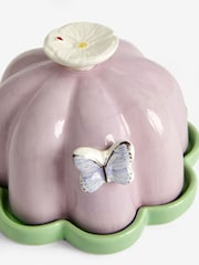 Purple Floral Wildlife Butter Dish - Image 6 of 6