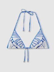 Reiss Natural Print Tina Printed Triangle Halter Neck Bikini Top - Image 2 of 5