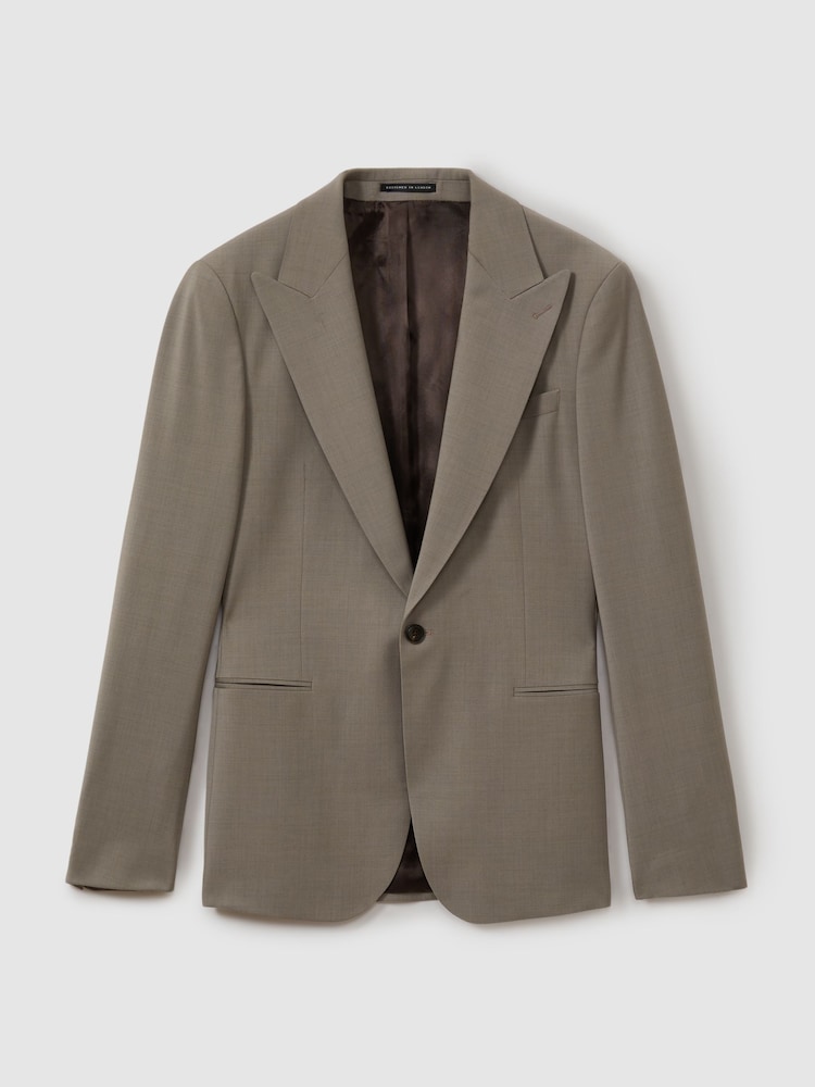 Reiss Mushroom Brown Harley Textured Wool Blend Single Breasted Blazer - Image 2 of 5