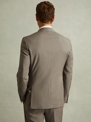 Reiss Mushroom Brown Harley Textured Wool Blend Single Breasted Blazer - Image 3 of 5