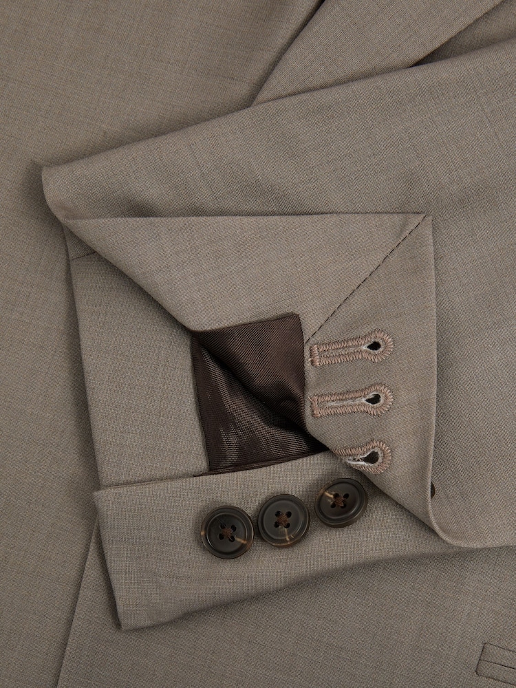 Reiss Mushroom Brown Harley Textured Wool Blend Single Breasted Blazer - Image 5 of 5