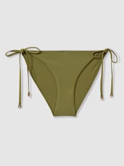 Reiss Olive Daniella Side Tie Bikini Bottoms - Image 2 of 5