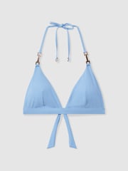 Reiss Powder Blue Riah Triangle Halter Neck Bikini Top - Image 2 of 5