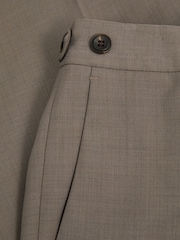 Reiss Mushroom Brown Harley Textured Wool Blend Side Adjuster Tapered Fit Trousers - Image 5 of 5