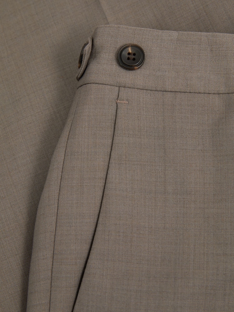 Reiss Mushroom Brown Harley Textured Wool Blend Side Adjuster Tapered Fit Trousers - Image 5 of 5