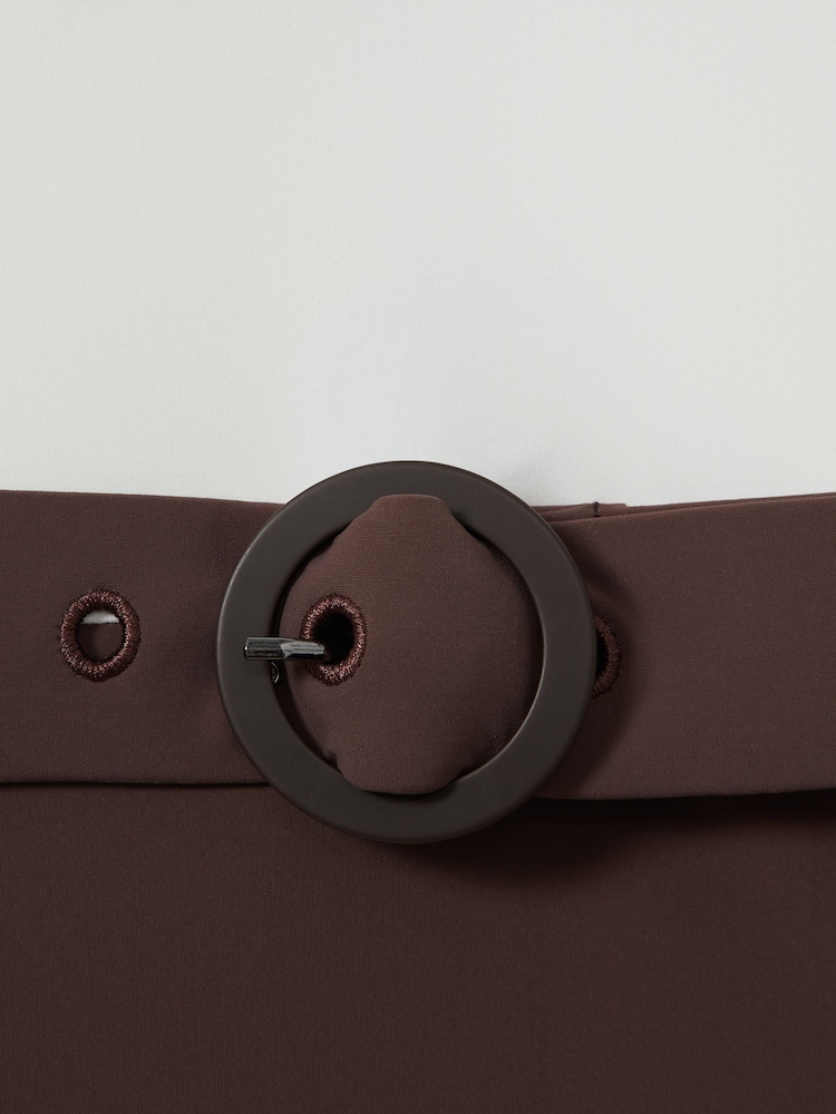 Reiss Ivory/Chocolate Lola Colourblock Belted Swimsuit - Image 5 of 5