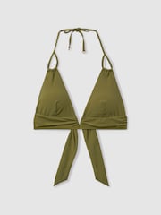 Reiss Olive Daniella Halter Neck Bikini Top - Image 2 of 5