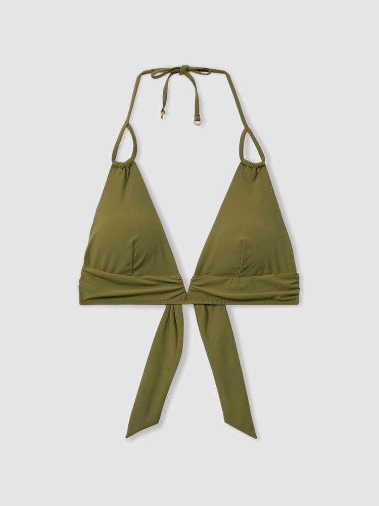 Reiss Olive Daniella Halter Neck Bikini Top - Image 2 of 5