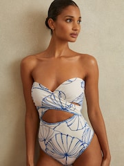 Reiss Veronica Printed Wrap Front Swimsuit - Imagen 1 de 5