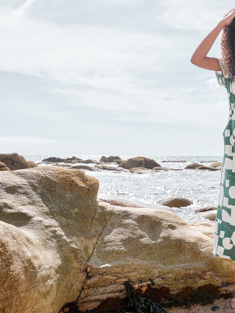 Seasalt Cornwall Green Rose Trellis Linen Blend Wide Leg Jumpsuit - Image 2 of 8