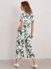 Seasalt Cornwall Green Rose Trellis Linen Blend Wide Leg Jumpsuit - Image 4 of 8