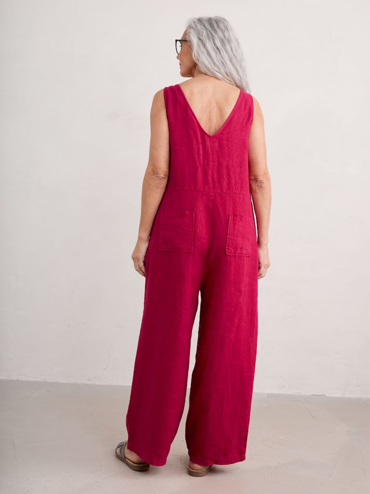 Seasalt Cornwall Red Petite Salt Air Linen Jumpsuit - Image 2 of 5