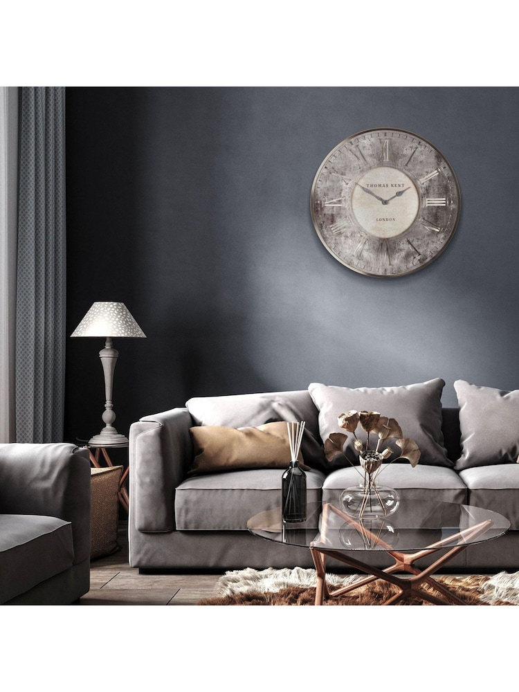 Thomas Kent Clocks Silver 30" Florentine Grand Wall Clock - Image 1 of 3