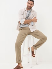 FatFace Natural Straight Cotton Linen Trousers - Image 4 of 5