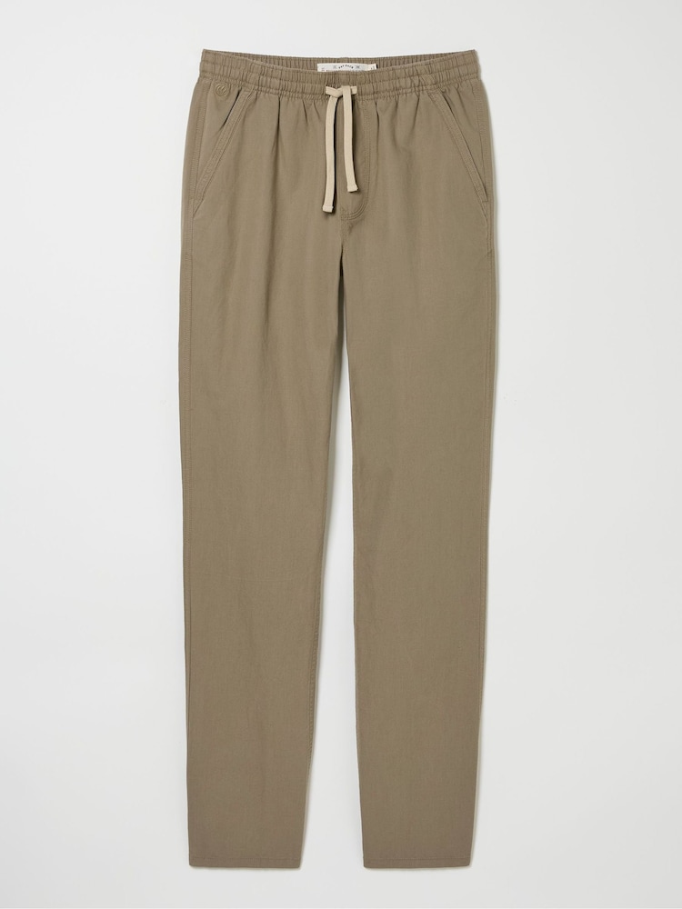 FatFace Natural Straight Cotton Linen Trousers - Image 5 of 5