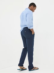 FatFace Blue Straight Cotton Linen Trousers - Image 3 of 5