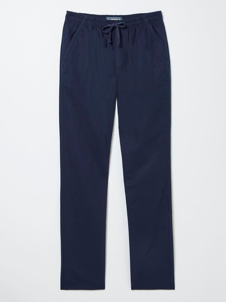 FatFace Blue Straight Cotton Linen Trousers - Image 5 of 5