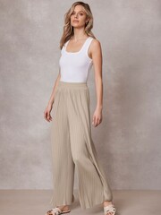 Mint Velvet Cream Pleated Wide Leg Trousers - Image 2 of 4
