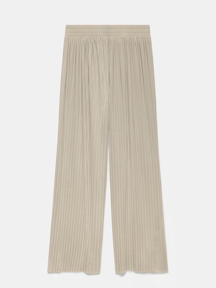 Mint Velvet Cream Pleated Wide Leg Trousers - Image 4 of 4