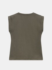 Mint Velvet Grey Cotton Extended Shoulder T-Shirt - Image 4 of 4