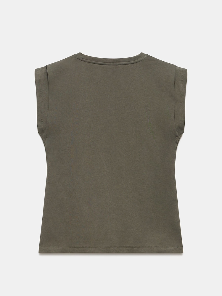 Mint Velvet Grey Cotton Extended Shoulder T-Shirt - Image 4 of 4