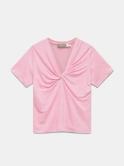 Mint Velvet Pink 100% Linen Twist T-Shirt - Image 2 of 3
