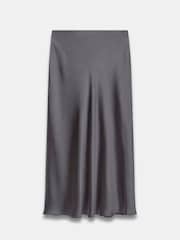 Mint Velvet Grey Satin Maxi Slip Skirt - Image 6 of 8