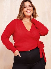 Friends Like These Red Knitted Wrap Jumper - Image 1 of 4
