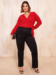 Friends Like These Red Knitted Wrap Jumper - Image 2 of 4