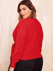 Friends Like These Red Knitted Wrap Jumper - Image 3 of 4