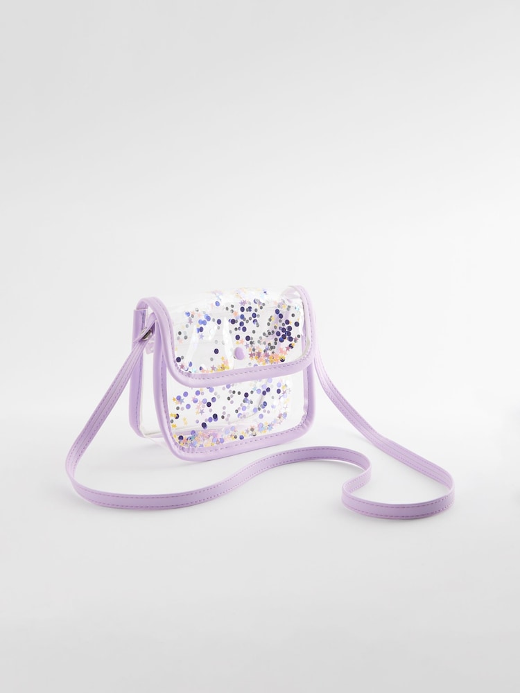 Bright Pink Shaker Sequin Transparent Cross-Body Bag - Image 1 of 4