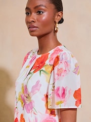 Lipsy White Floral Flutter Sleeve Chiffon Blouse - Image 4 of 4