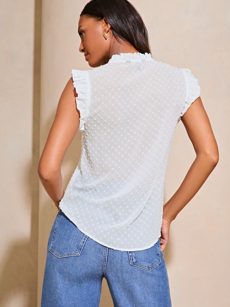 Lipsy White Sleeveless Lace Embroidered Blouse - Image 2 of 4