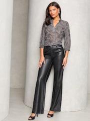 Lipsy Silver 3/4 Sleeve Metallic Blouse - Image 2 of 4