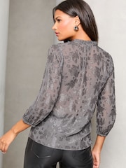 Lipsy Silver 3/4 Sleeve Metallic Blouse - Image 4 of 4