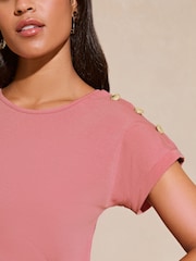 Lipsy Pink Round Neck T-Shirt - Image 4 of 4