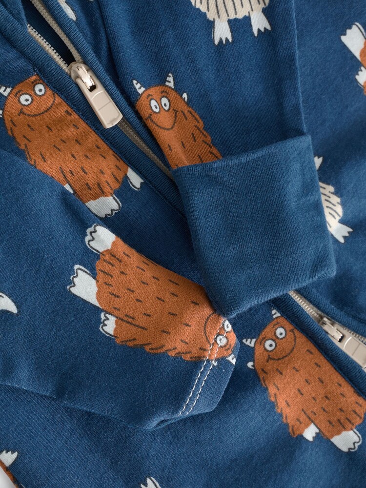 Bonds Blue Monster Print Zip Sleepsuit - Image 4 of 4