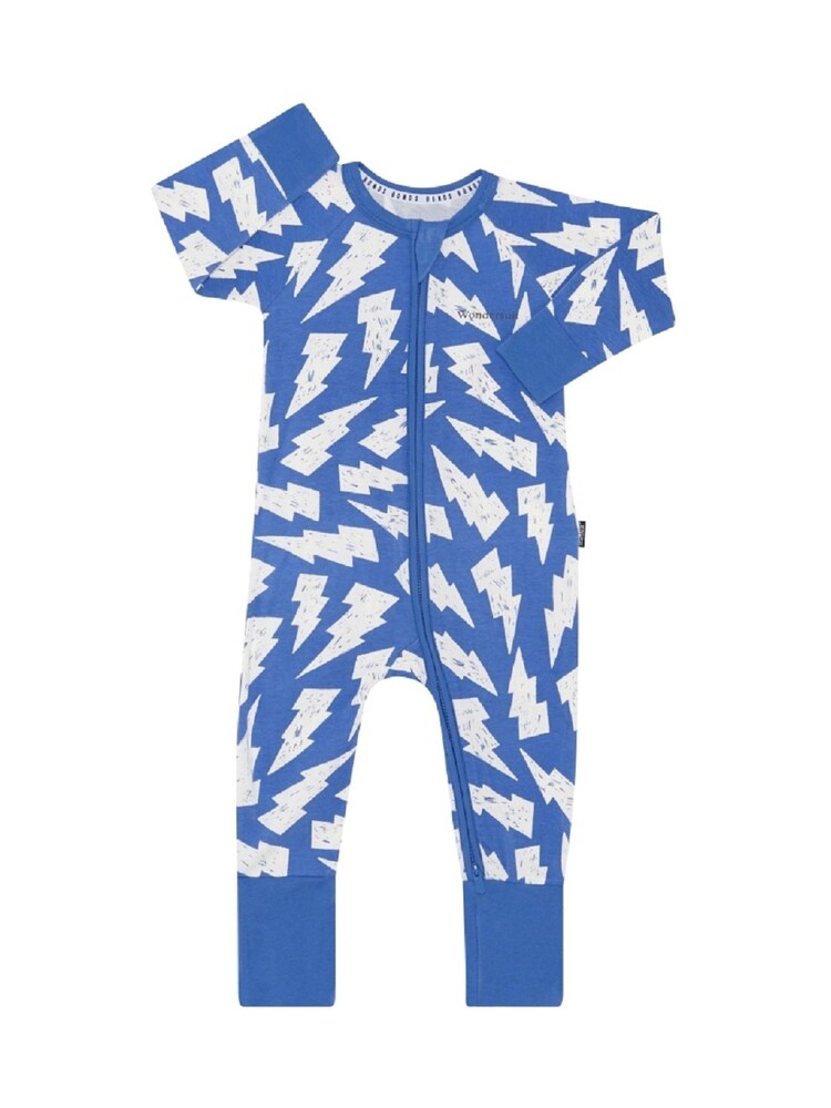 Bonds Blue Lightning Bolt Print Zip Sleepsuit - Image 1 of 4
