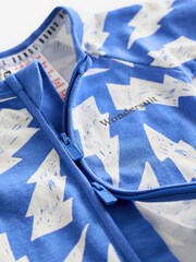 Bonds Blue Lightning Bolt Print Zip Sleepsuit - Image 3 of 4