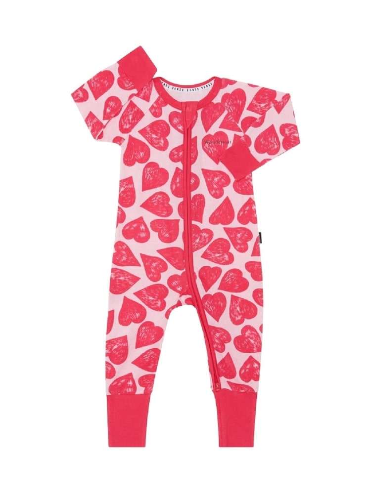 Bonds Red Valentines Heart Print Zip Sleepsuit - Image 1 of 1