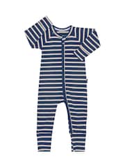 Bonds Blue Easy Stripe Zip Sleepsuit Wondersuit - Image 1 of 4