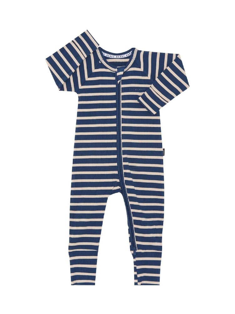 Bonds Blue Easy Stripe Zip Sleepsuit Wondersuit - Image 1 of 4