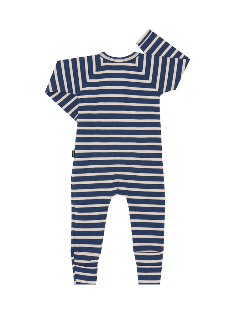 Bonds Blue Easy Stripe Zip Sleepsuit Wondersuit - Image 2 of 4